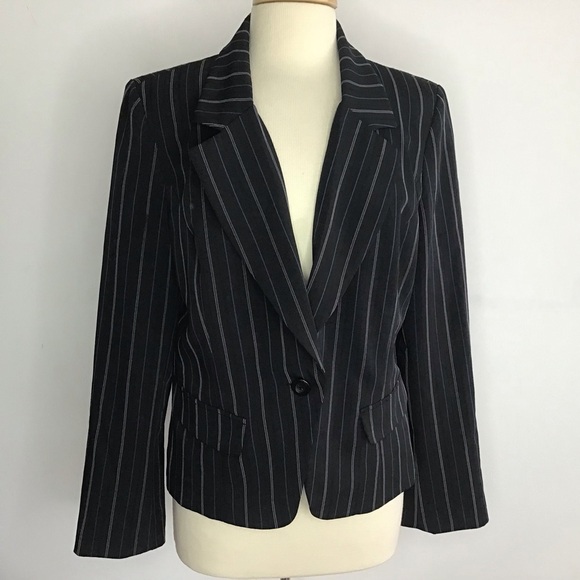 Studio 1940 black stretch one button blazers with blue and gray pinstripes XL - Picture 1 of 11